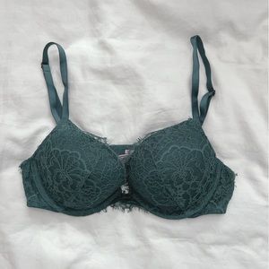 Victoria's Secret Dream Angels Push Up Bra Dark Green Lace